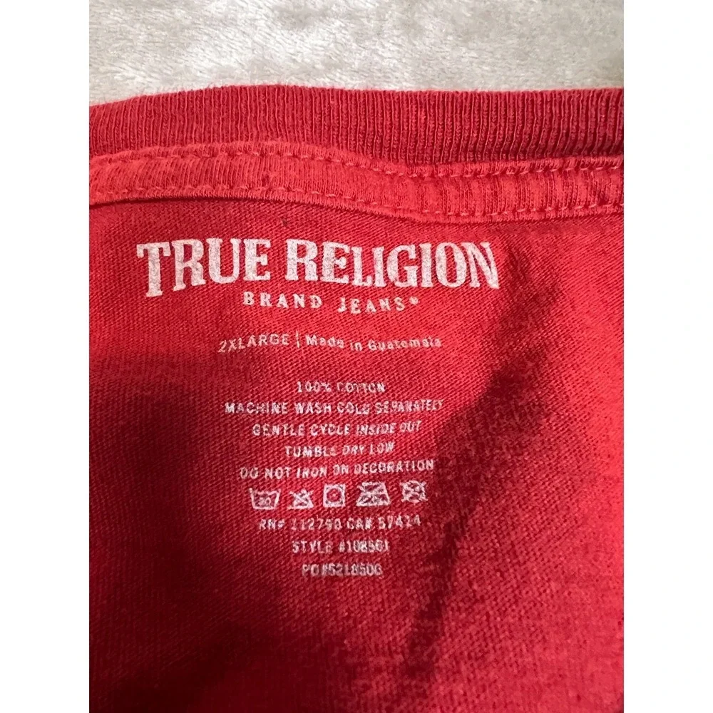 True Religion Shirt Mens 2XL Red Graphic Short Sleeve Crewneck Cotton Blend